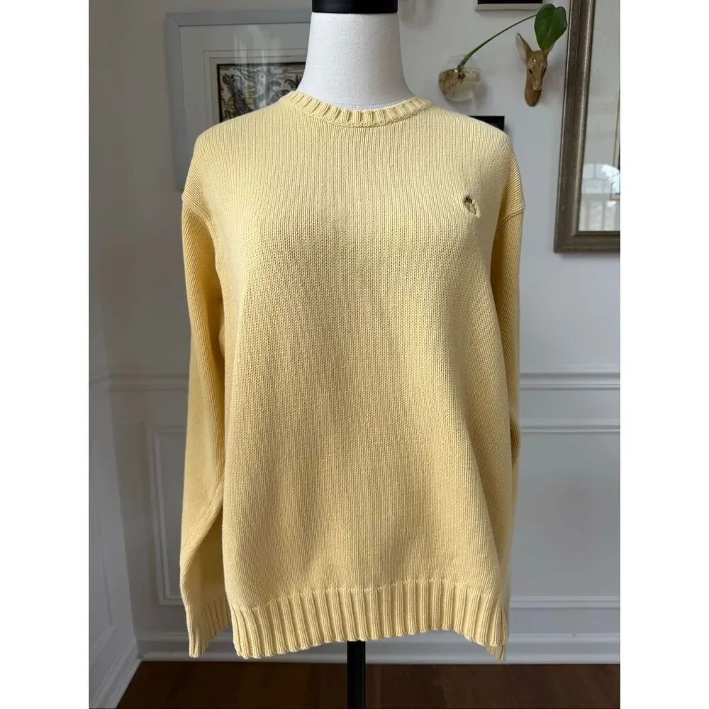 Lauren Ralph Lauren Yellow Cotton Crewneck Sweater L